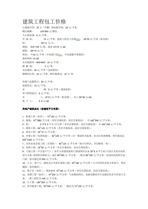 建筑工程包工价格