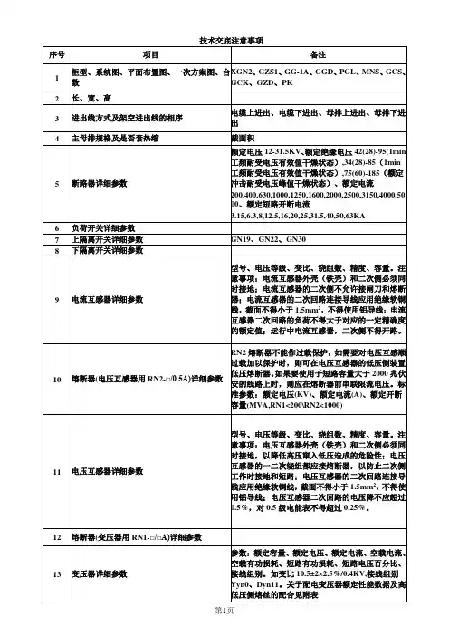 典型成套电气工程技术交底注意事项
