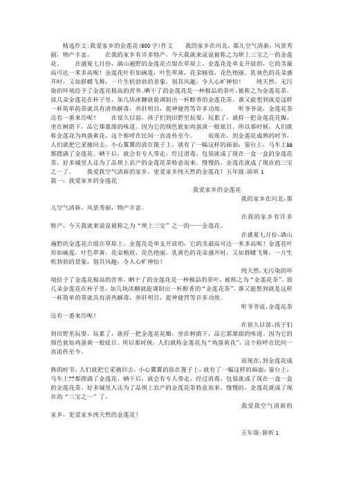 我爱家乡的金莲花(600字)作文