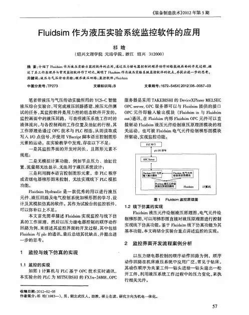 Fluidsim作为液压实验系统监控软件的应用