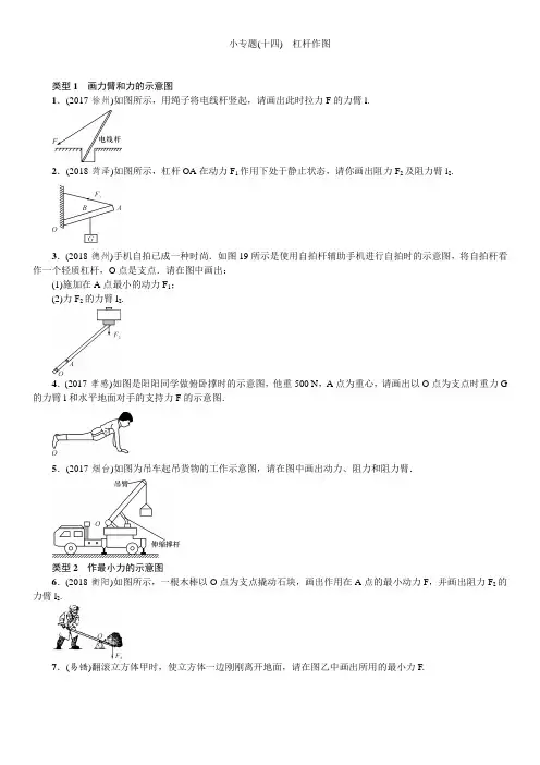 八年级物理简单机械同步练习小专题(十四) 杠杆作图