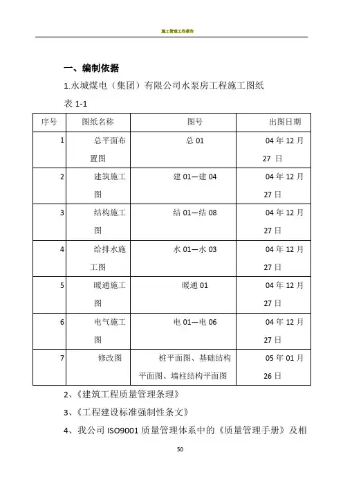 1、消防水池施工组织设计