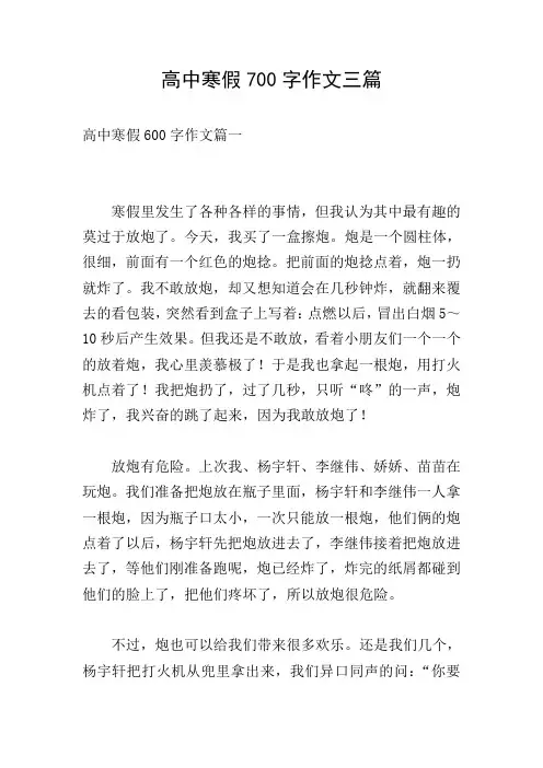 高中寒假700字作文三篇