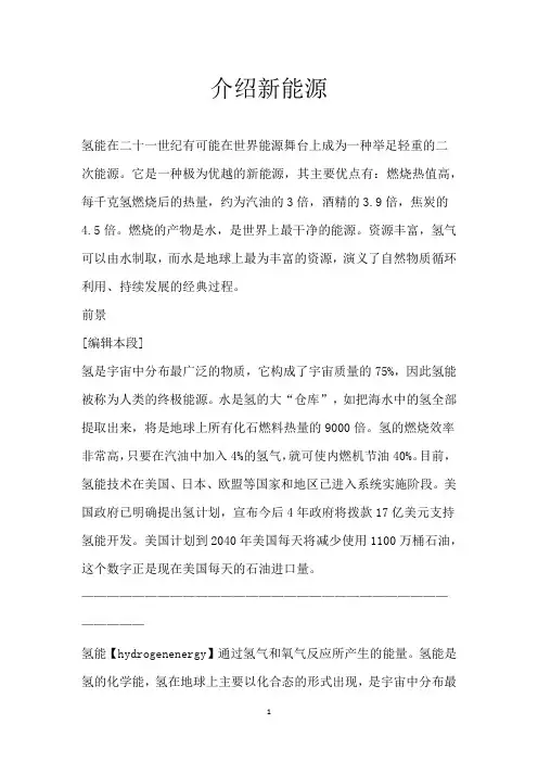 介绍新能源