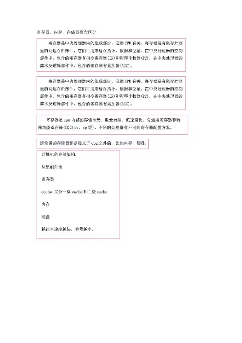 寄存器,内存,存储器概念区分