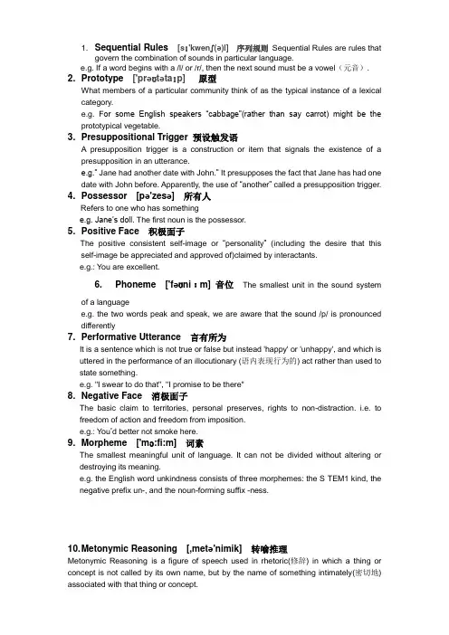 语言学术语解释和举例