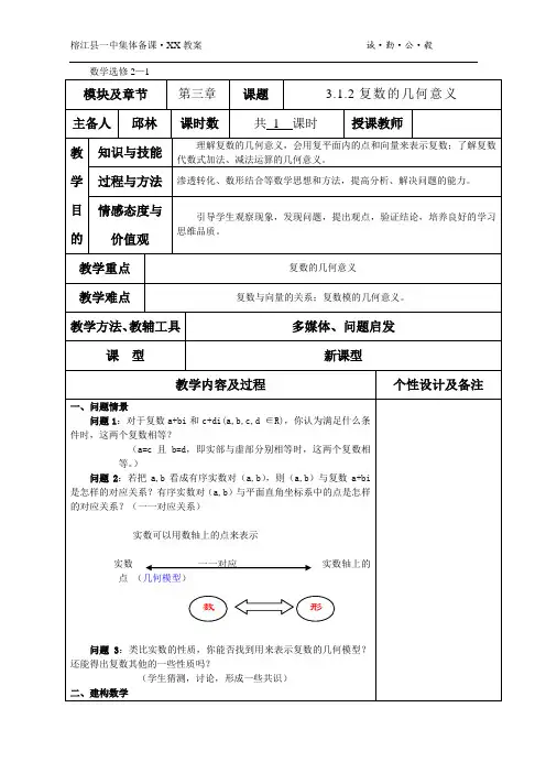 3.1.2复数的几何意义