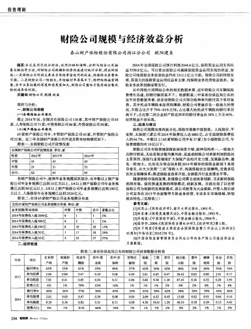 财险公司规模与经济效益分析
