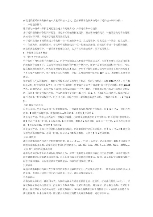 通信接口协议综述-综合232、422、485、USB及网络通讯