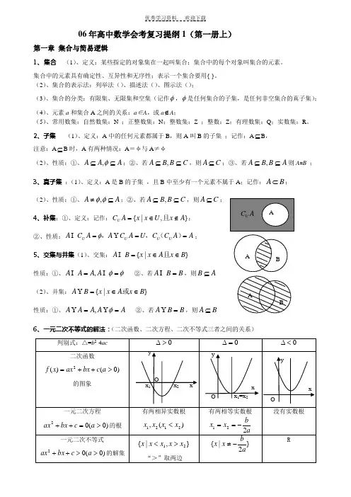 高中数学会考复习提纲