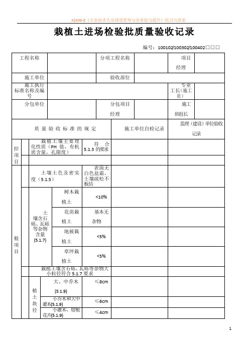 栽植土进场检验批质量验收记录