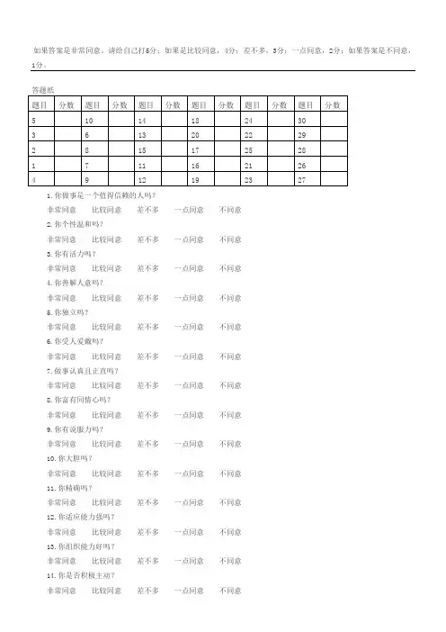 以五种动物类型测试性格