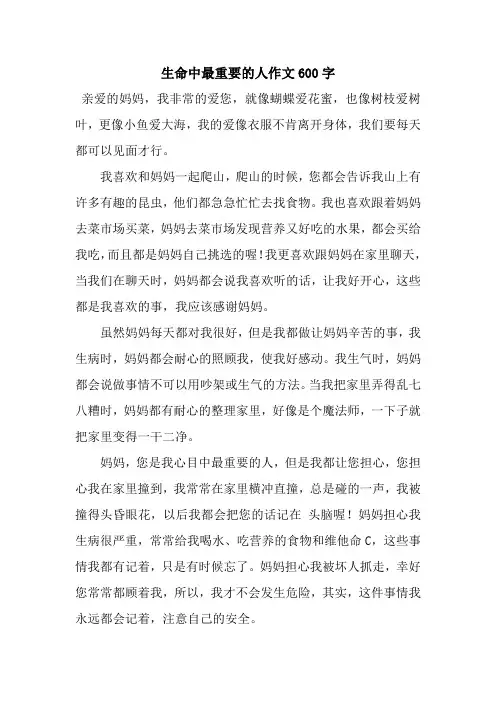生命中最重要的人作文600字
