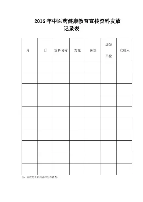 中医药健康教育资料(附资料发放记录表)