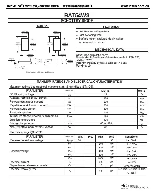 BAT54WS贴片肖特基二极管规格书