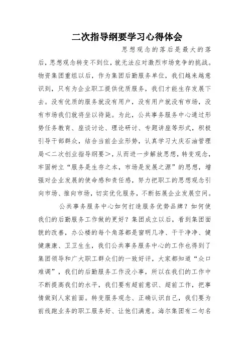 二次指导纲要学习心得体会