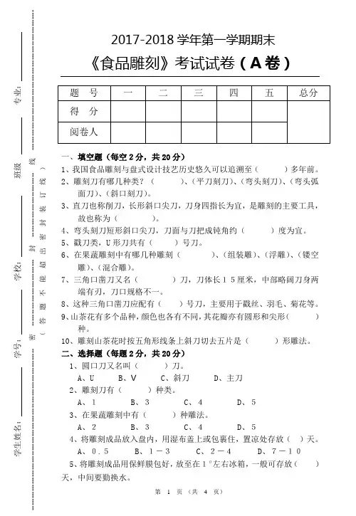食品雕刻考试