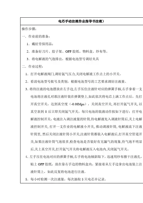 电芯手动注液作业指导书注液