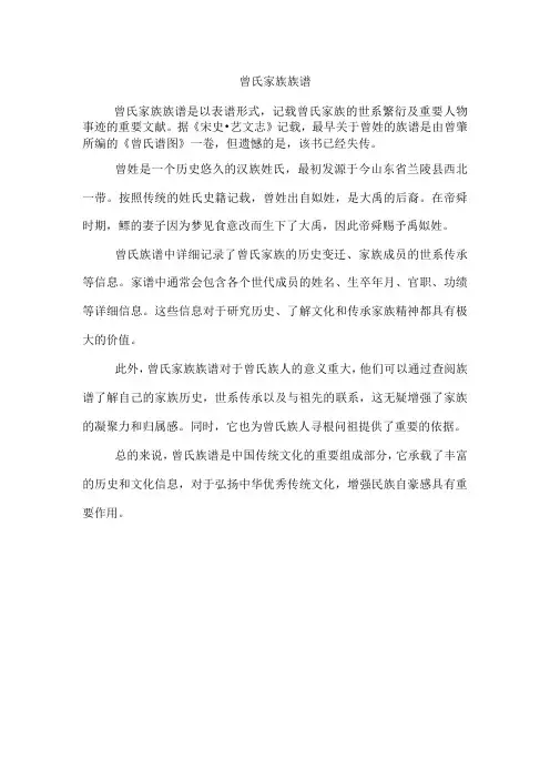 曾氏家族族谱