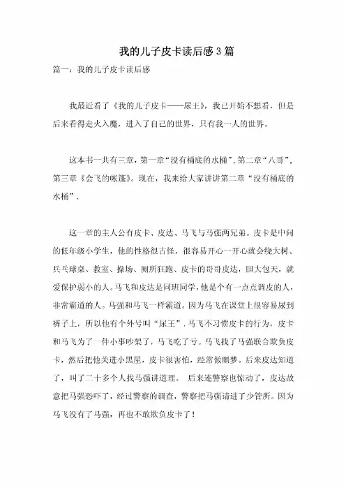 我的儿子皮卡读后感3篇