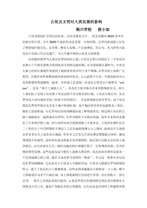 古埃及文明对人类发展的影响