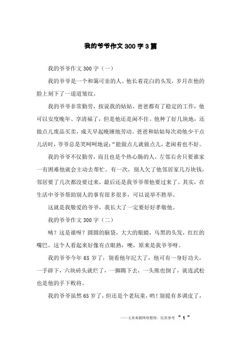 我的爷爷作文300字3篇
