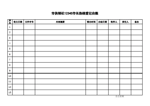市长热线登记台账