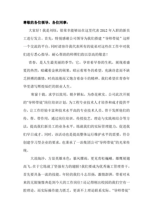 导师带徒发言稿