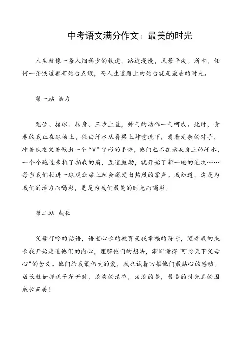 中考语文满分作文：最美的时光