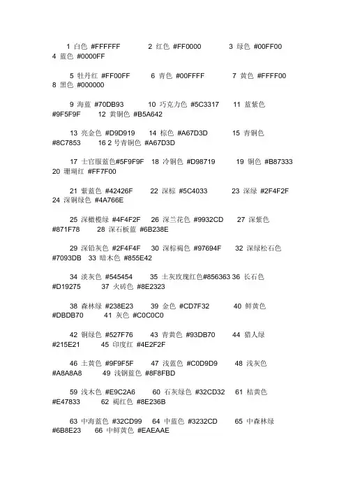 颜色英文简称