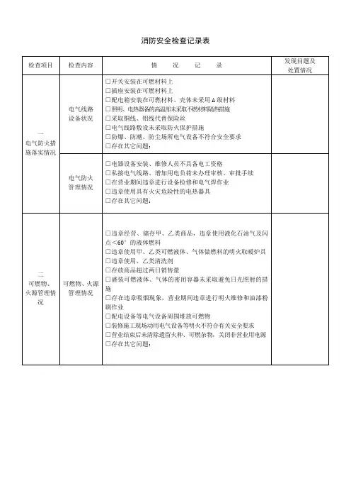 消防安全检查记录表 