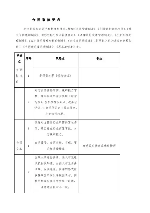 合同审核要点表格版)