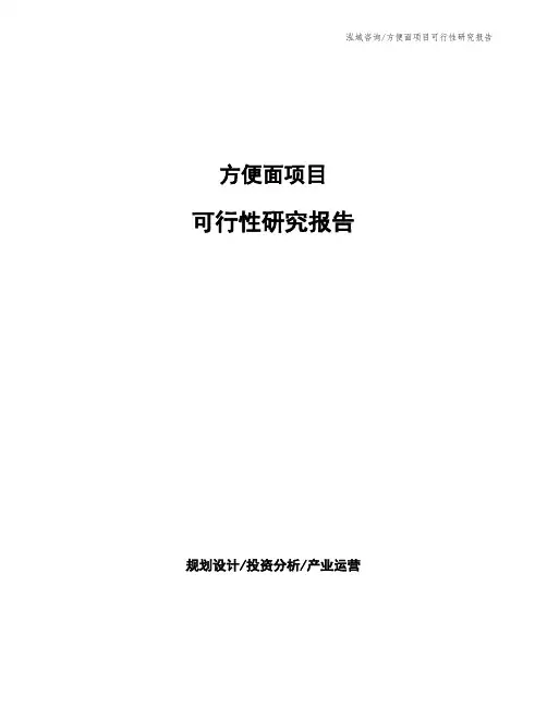 方便面项目可行性研究报告