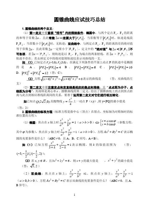 圆锥曲线解题技巧