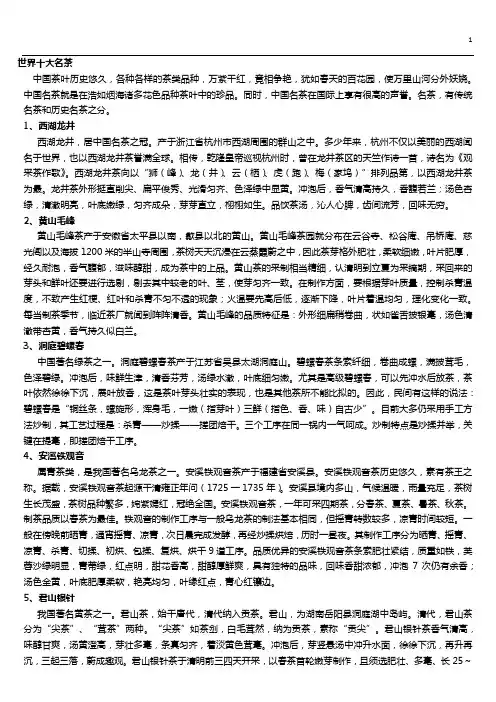 世界十大名茶