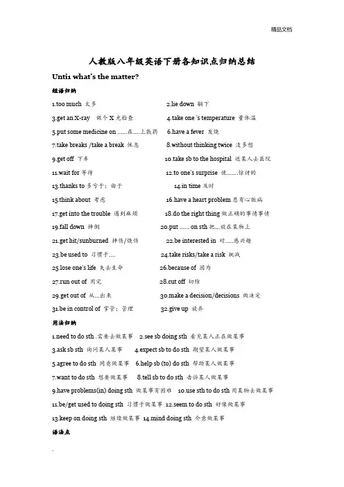 人教版八年级英语下册第六单元知识点归纳总结