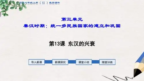 秋七年级历史上册第三单元秦汉时期：统一多民族国家的建立和巩固第13课东汉的兴衰教学课件新人教版