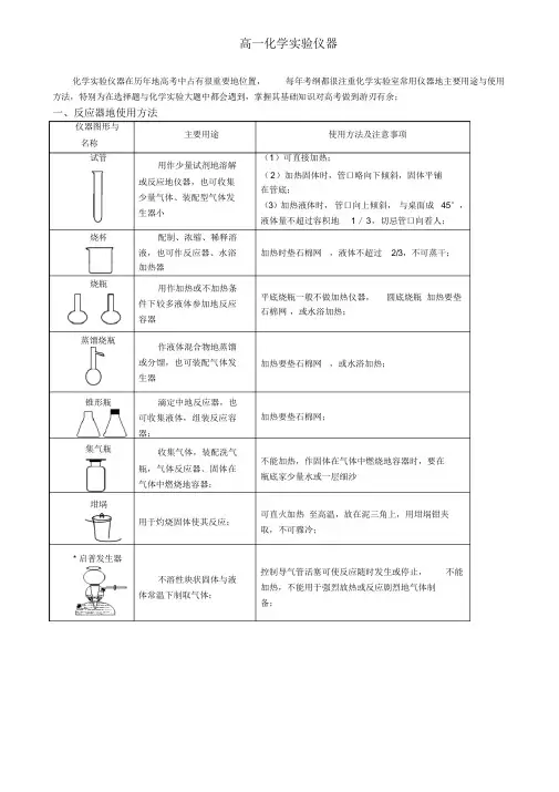 高中化学实验仪器大全