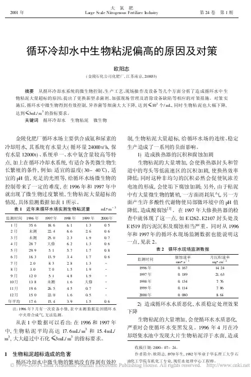 循环冷却水中生物粘泥偏高的原因及对策(1)