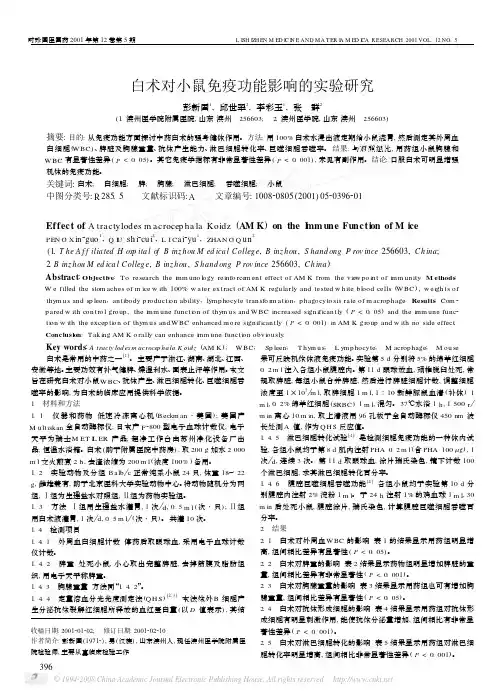 白术对小鼠免疫功能影响的实验研究