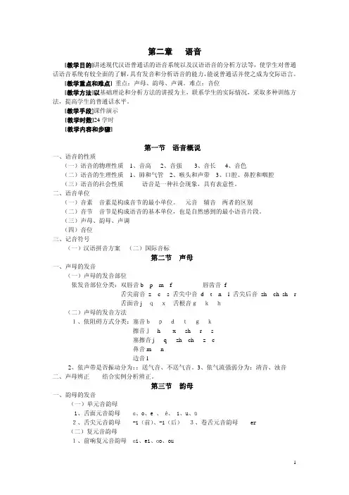 现代汉语普通话语音系统
