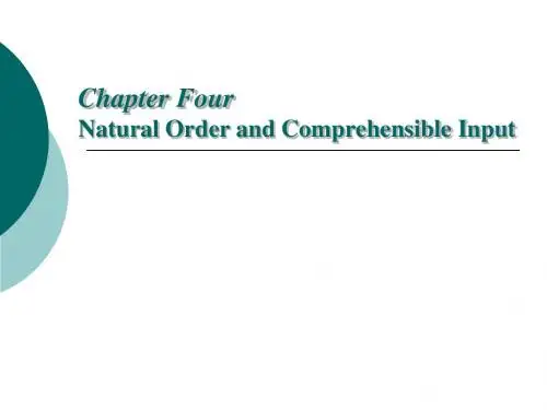 Natural Order and Comprehensible Input