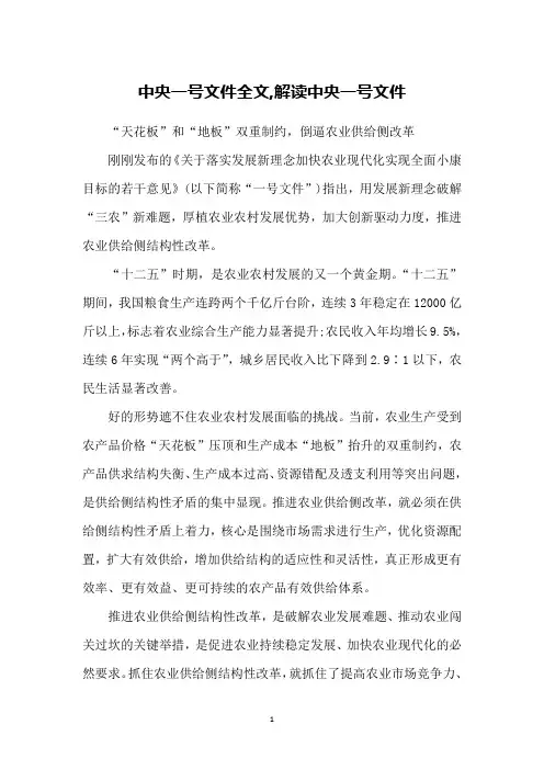 中央一号文件全文,解读中央一号文件