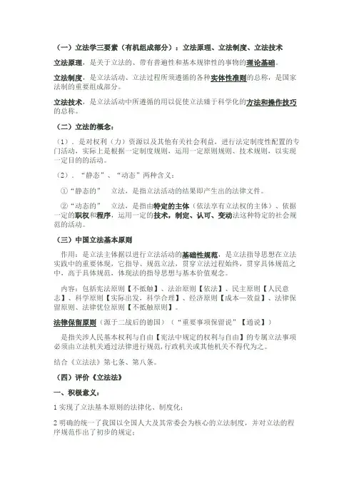 立法法考试重点