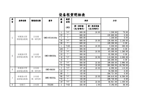 设备租赁明细表