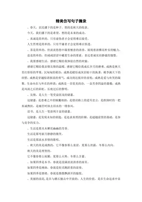 作文材料-精美仿写句子摘录 精品