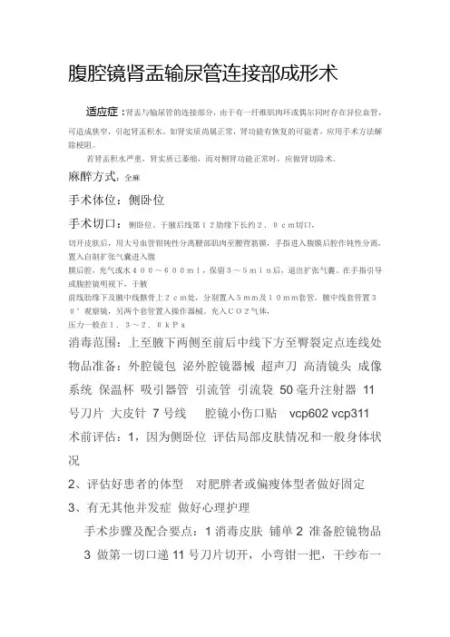 腹腔镜肾盂输尿管连接部成形术