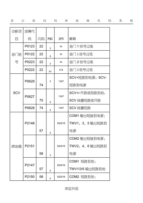 国IV故障代码表格模板