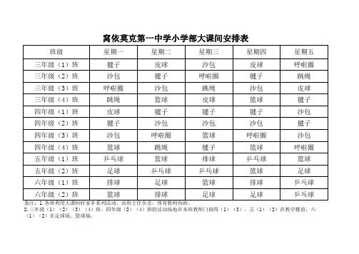 大课间安排表1