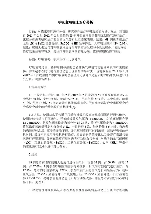 呼吸衰竭临床治疗分析